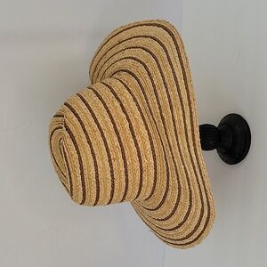 Universal Thread Tri Tone Banded Straw Panama Hat Brown, Khaki, Natural NWT